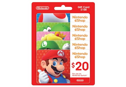 Nintendo $20 Gift Card 5-Pack
