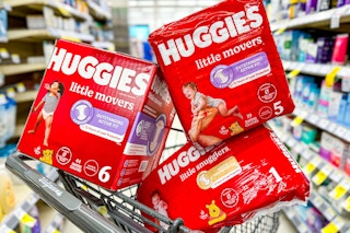 huggies diapers in a shopping cart