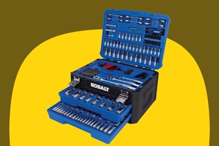 blue and black mechanic tool set