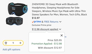 sleep mask Amazon receipt