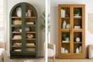 green and natural wood accent cabinets