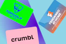gift cards in a circle on a blue purple background