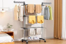 clothes rack in laundry area