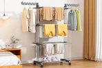 clothes rack in laundry area