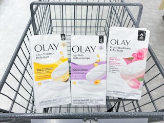 shopping cart with olay beauty bars