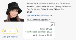 Bucket hat Amazon receipt