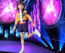 a little girl wearing a pop star costume 