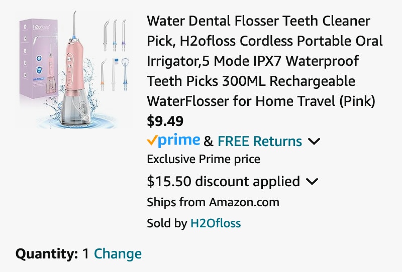 Amazon Water Dental Flosser pink 2024 2