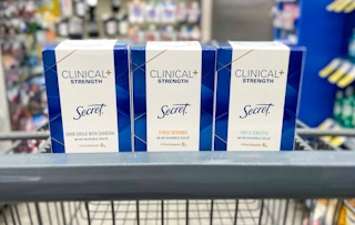 secret clinical deodorant in a walgreens shopping cart