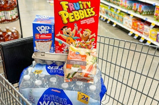 kroger freebie groceries in shopping cart