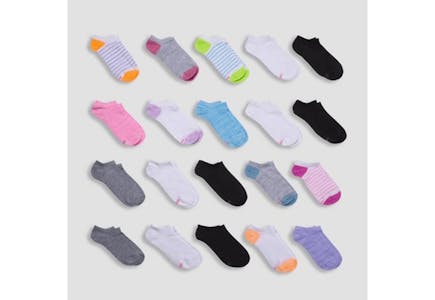 Hanes Kids' No Show Socks Set