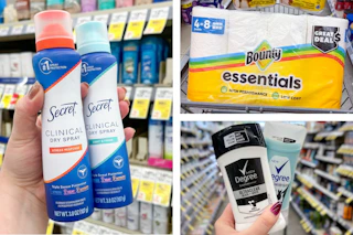 walgreens degree, bounty, secret 3-photo collage