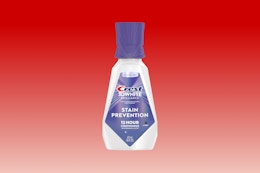 Crest 3D White Brilliance Mouthwash on red KCL template