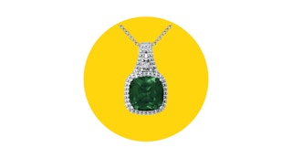 until gone sterling silver 20ctw cushion cut emerald and diamond accent pendant featured image 1682534591 1682534591