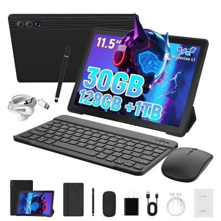 Tablet with Keyboard & Stylus
