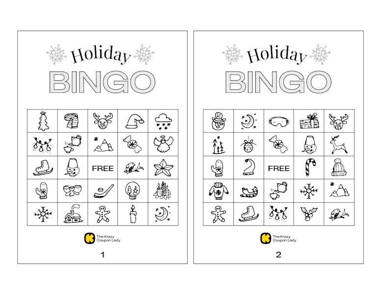 Holiday Bingo Printables Grayscale Set