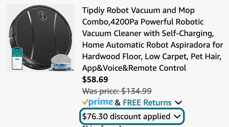 Tipdiy Robot Vacuum and Mop Combo,4200Pa