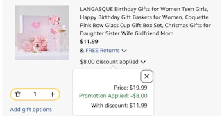 birthday gift basket Amazon receipt