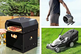 pizza oven, portable fan & a mower