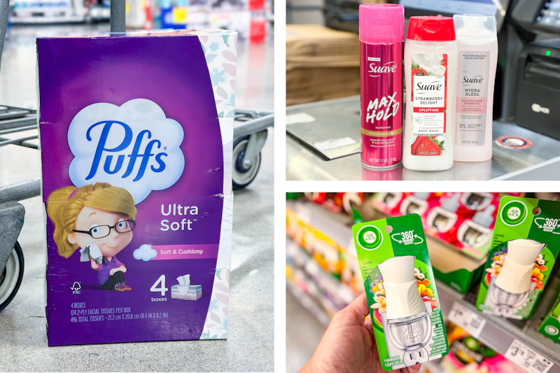 puffs, suave, and air wick side by side walmart cash 8/5/26