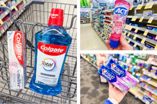 collage image of colgate, act, and crest toothpaste