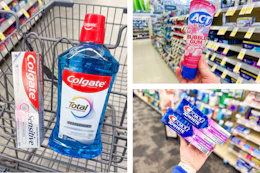 collage image of colgate, act, and crest toothpaste
