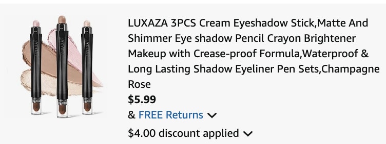 cream eyeshadow stick Amazon receipt