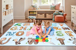 children playing on rug