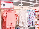 carter's baby rompers sitting on a target shelf
