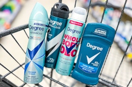 four degree deodorants in a walgreens cart