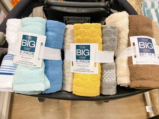 three packs of the big one washcloth 6-pack in a cart at kohls
