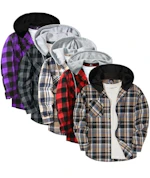 Men's Flannel Hoodie Shirts 5-Pack