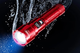 WdtPro LED Rechargeable Flashlight 2 Pack in water.