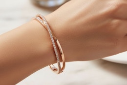 Tanga Swarovski Rose Gold Twist Bangle
