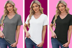collage of women wearing short sleeve t-shirt