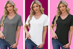collage of women wearing short sleeve t-shirt