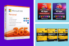 Software packages in a box in a collage