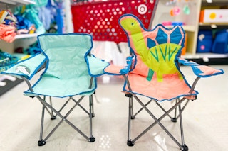 sun squad kids quad chairs sitting on the floor in a target aisle
