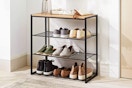 Lifestyle image of the 4-tier Brightroom shoe rack in home setting