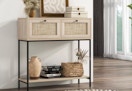 costway rattan console table with drawers