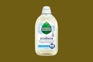laundry detergent on an olive background