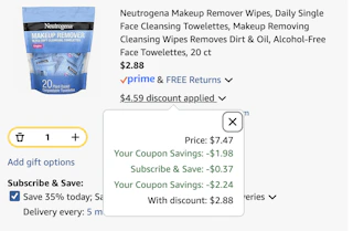 Neutrogena wipes Amazon receipt