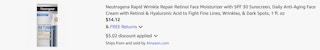 Amazon Neutrogena Retinol Face Moisturizer 2025