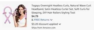 heatless curls Amazon receipt 
