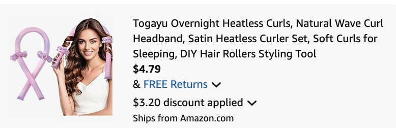 heatless curls Amazon receipt