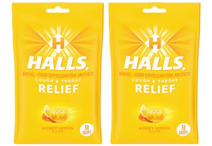 2 HALLS Cough Drop Bags