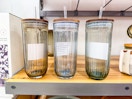 3 fluted glass tumblers together on a target table