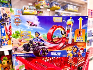paw patrol rescue wheels tower sitting on a target cart