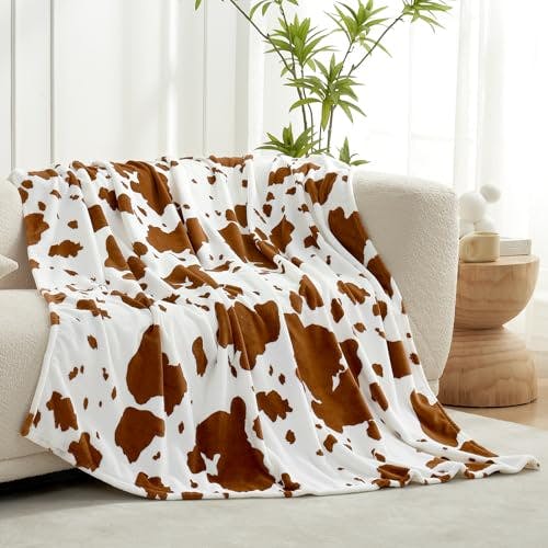 Cozy Bliss Cow Print Throw Blanket