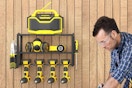a man near a power tool organizer